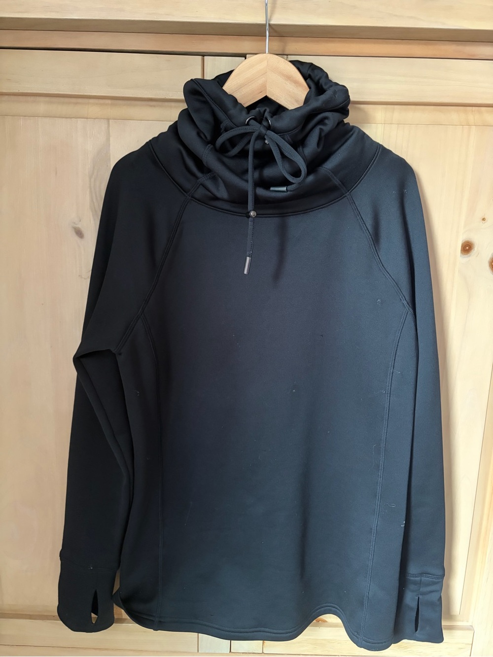 Athleta Black Funnel-Neck Pullover Hoodie